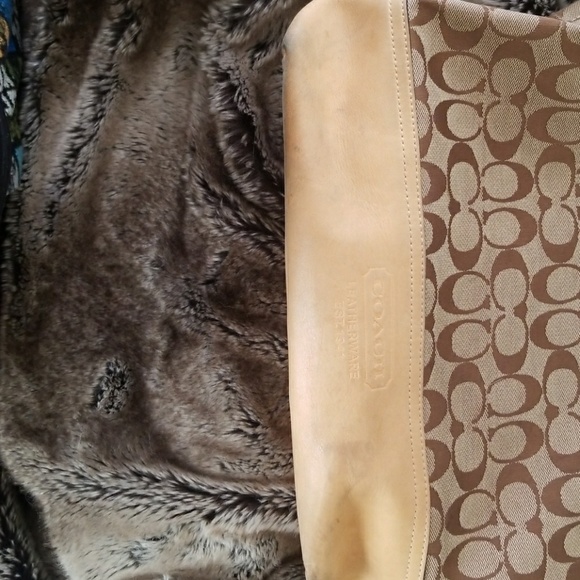 Coach Tan Brown Leather Monogram Tote Bag - Picture 6 of 8